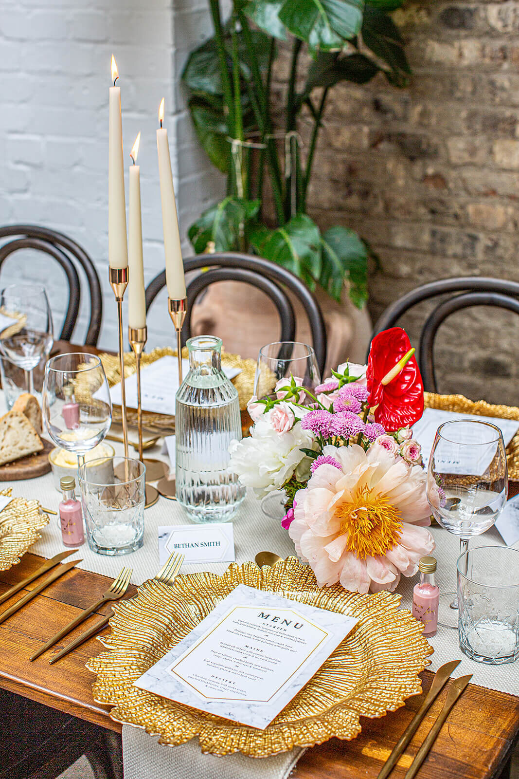 wedding reception table at Hackney Co Lonodon