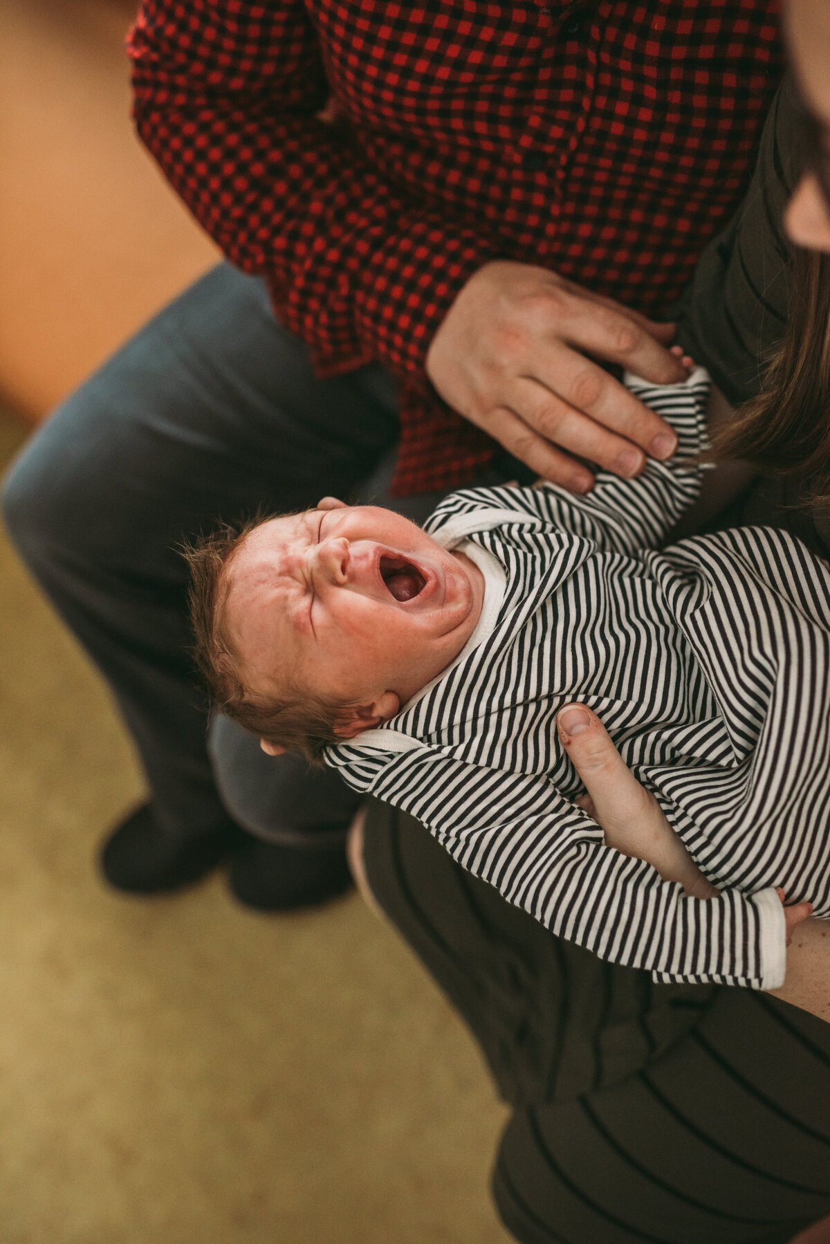 newborn yawning in hospital