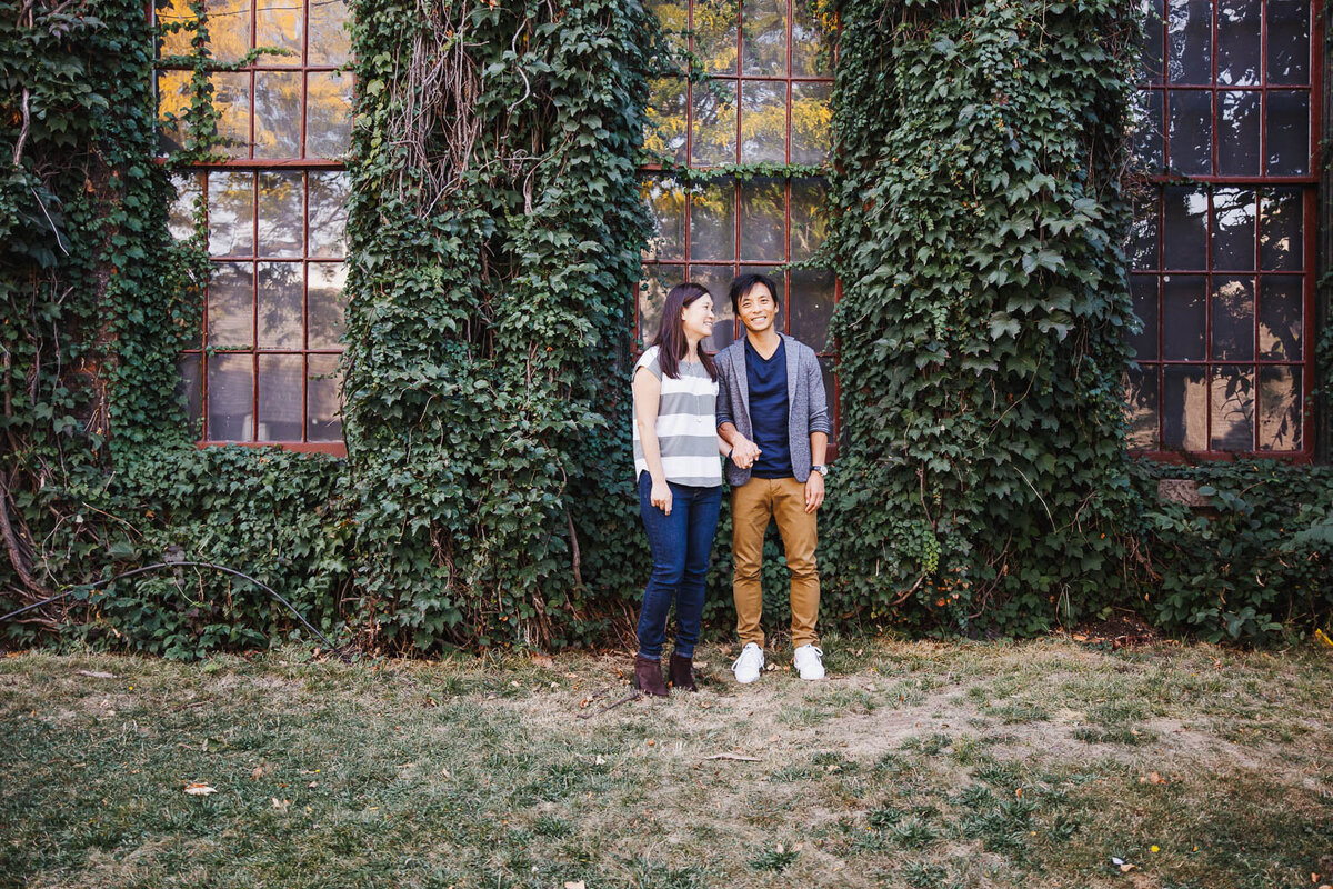 Couple posing during family photos in Toronto