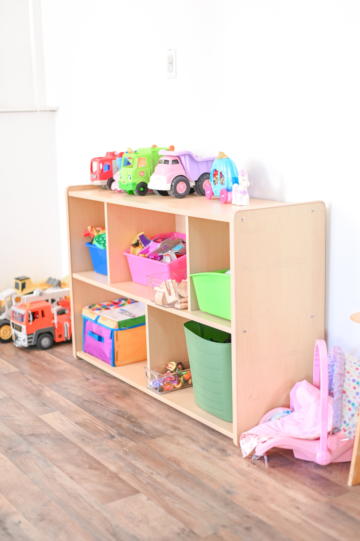 toy corner at House of Parker Preschool Gorham Maine where we protect and nurture imagination, giving children time and freedom to explore, invent, and lead their own play.