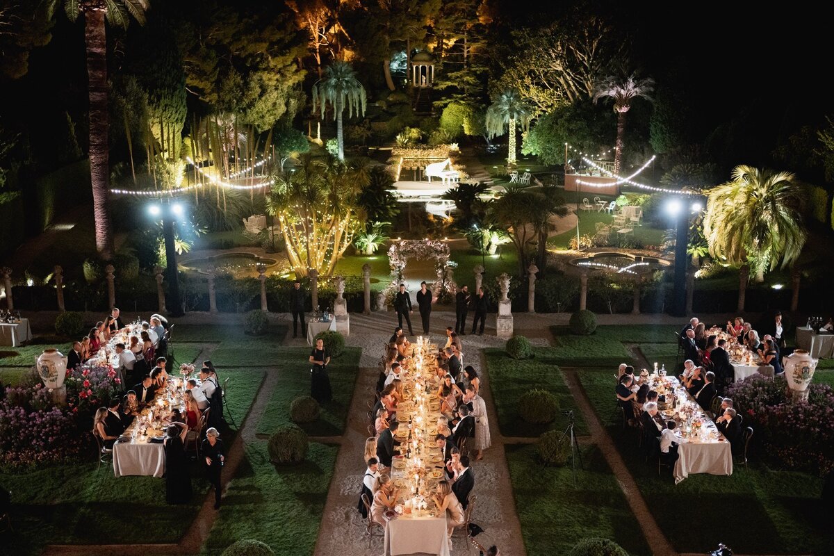 Luxury outdoor wedding party French Riviera Villa Ephrussi de Rotschild