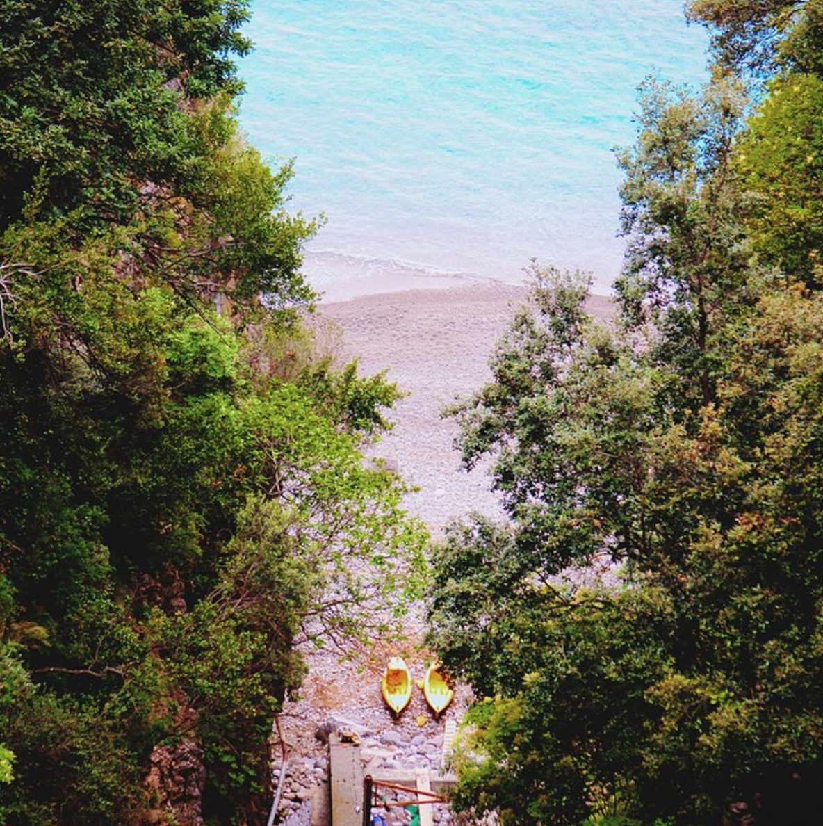 Canoes in a Ravine in Italy Positano