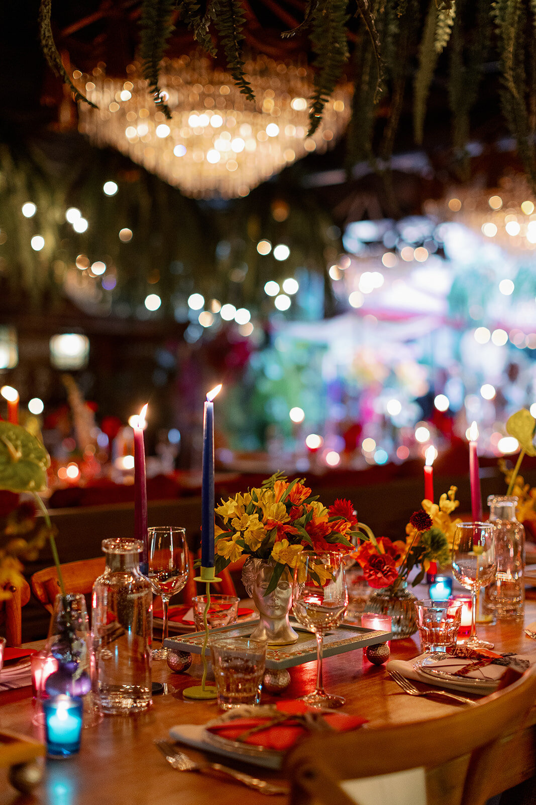 bold bright candles and flowers