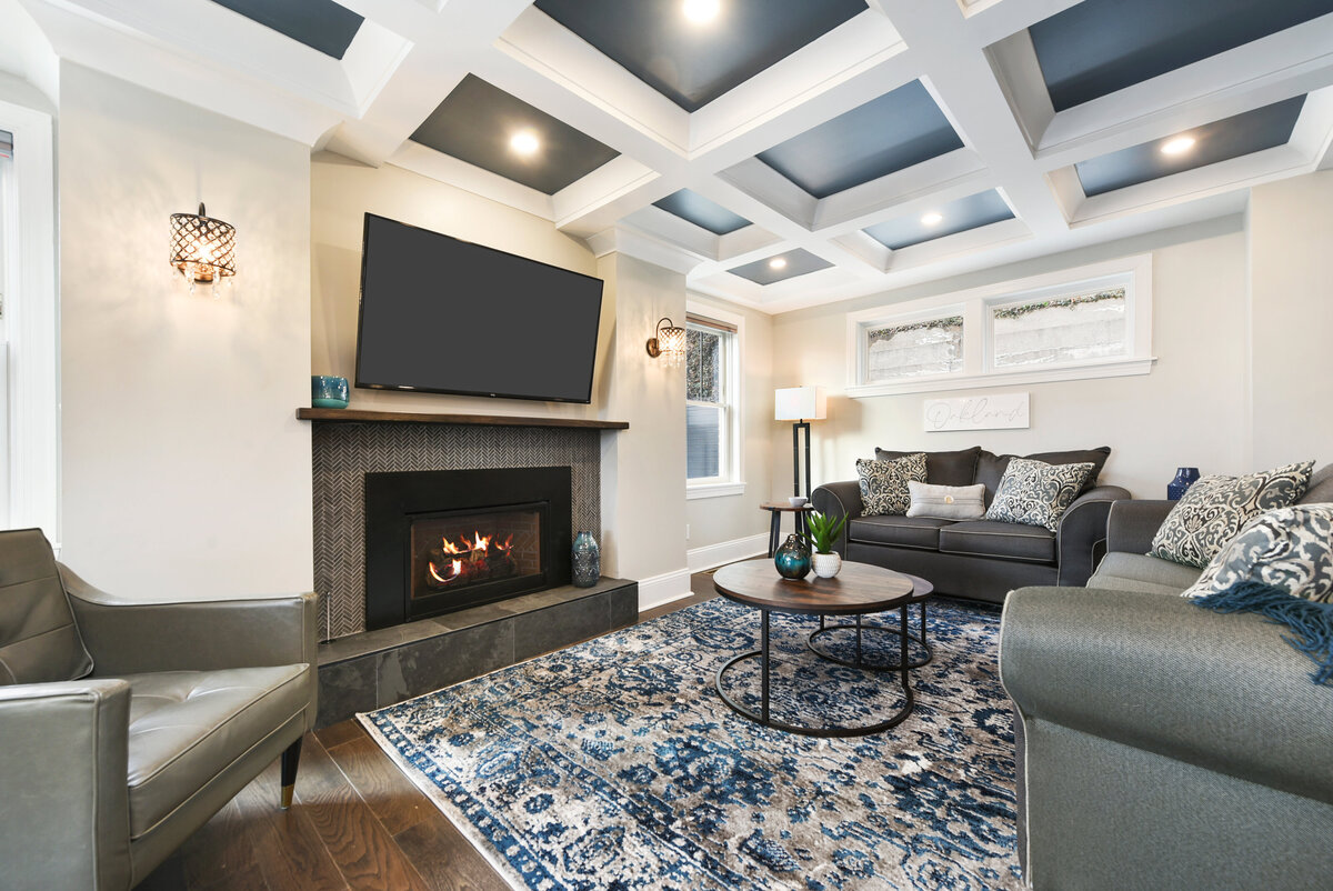 Professionally staged living room designed to maximize home value and buyer appeal