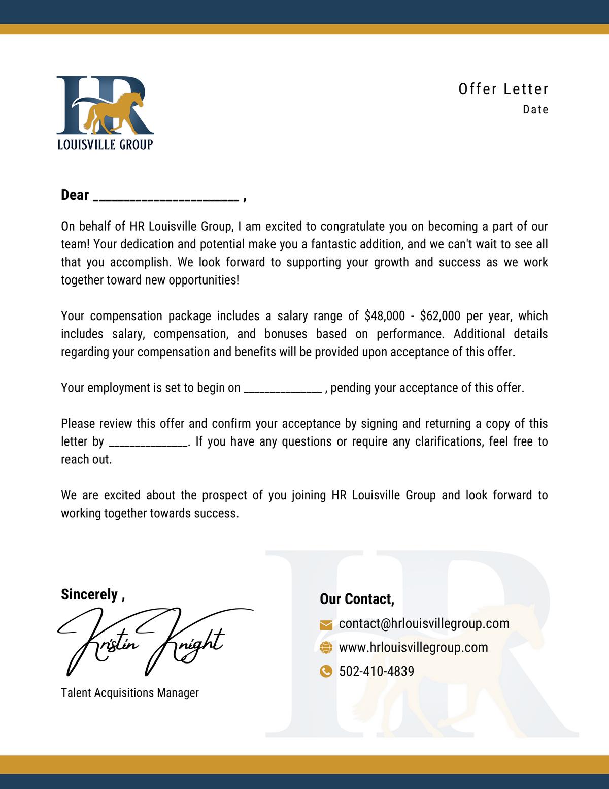 HR Louisville Group- Offer Letter