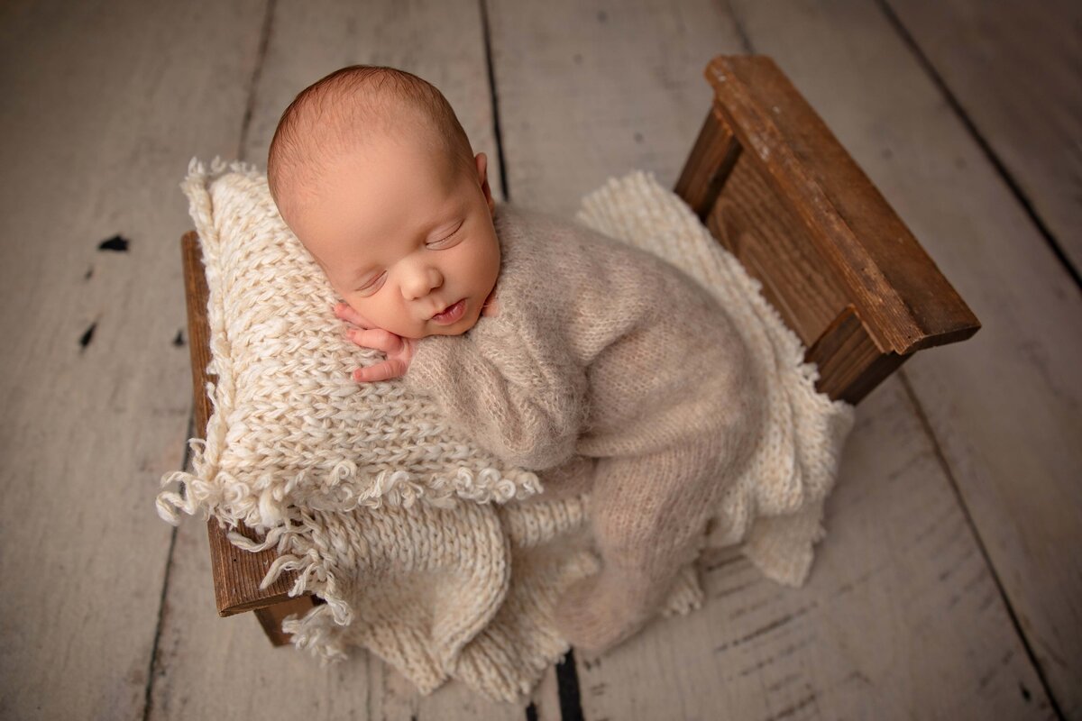 Phoenix Arizona newborn baby boy in little bed