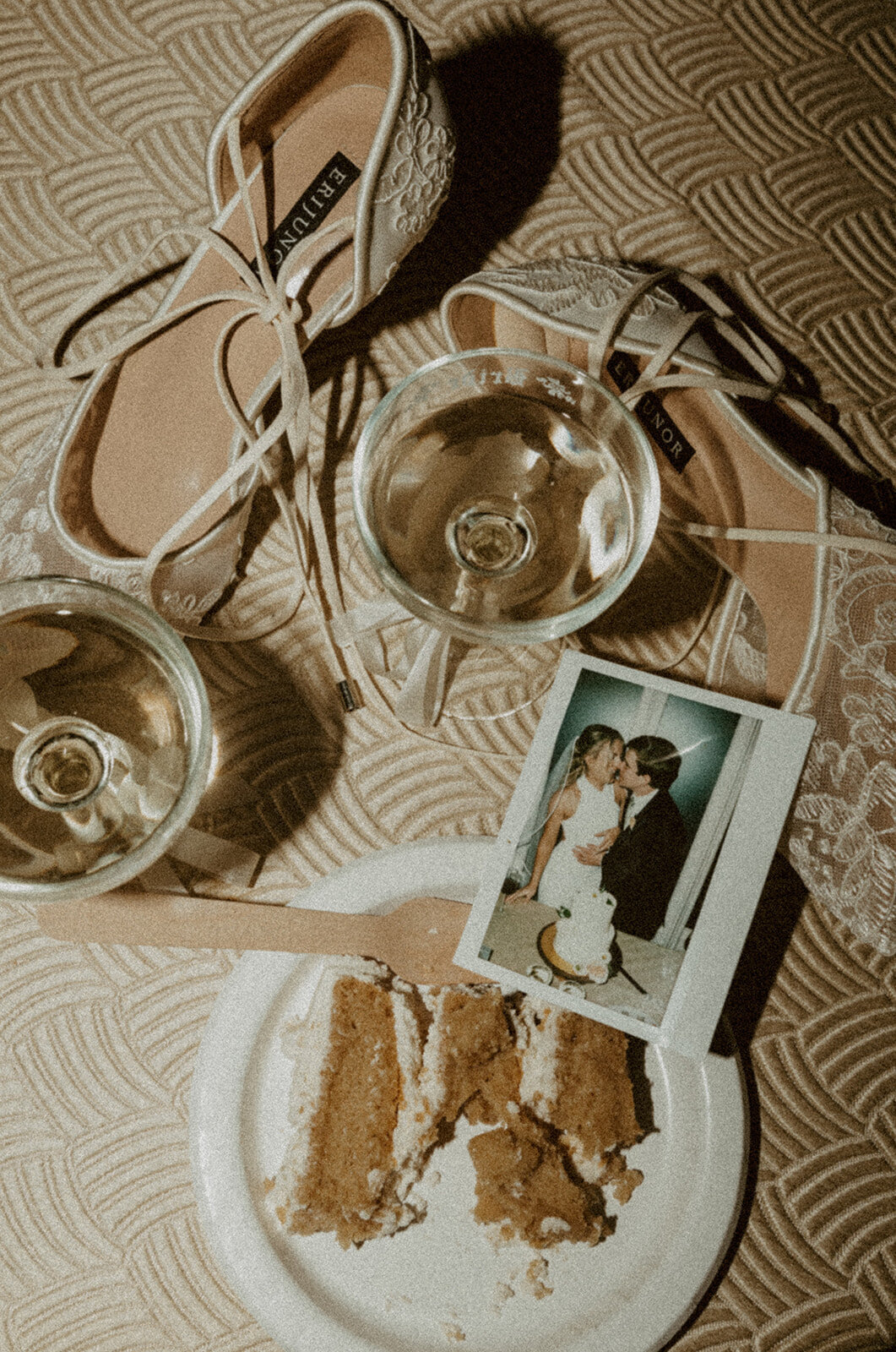 art deco wedding flat lay with flash 