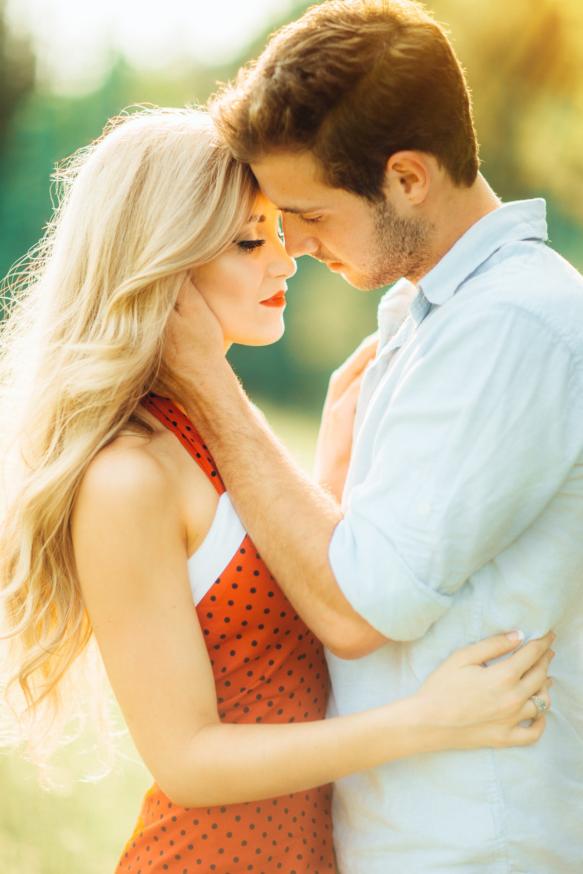 Engagement Photography of Couples Faces Close