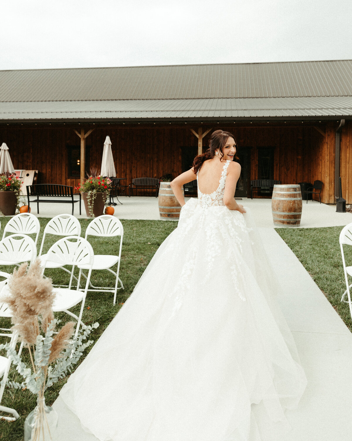 Bride walks to first look