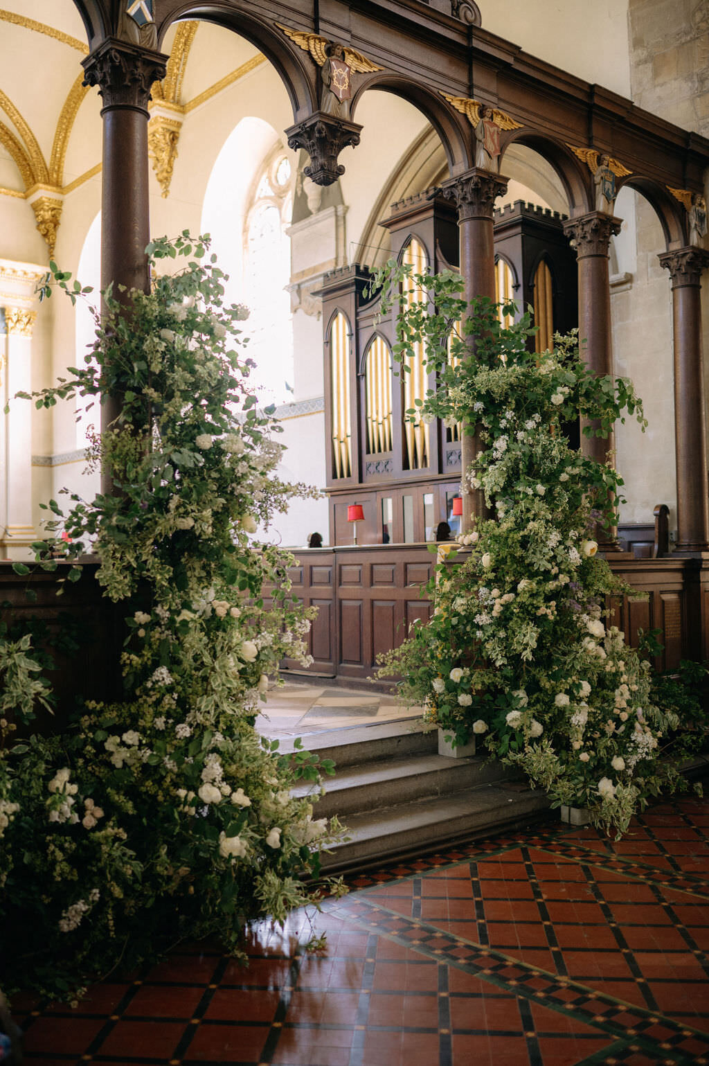 church wedding flower installation