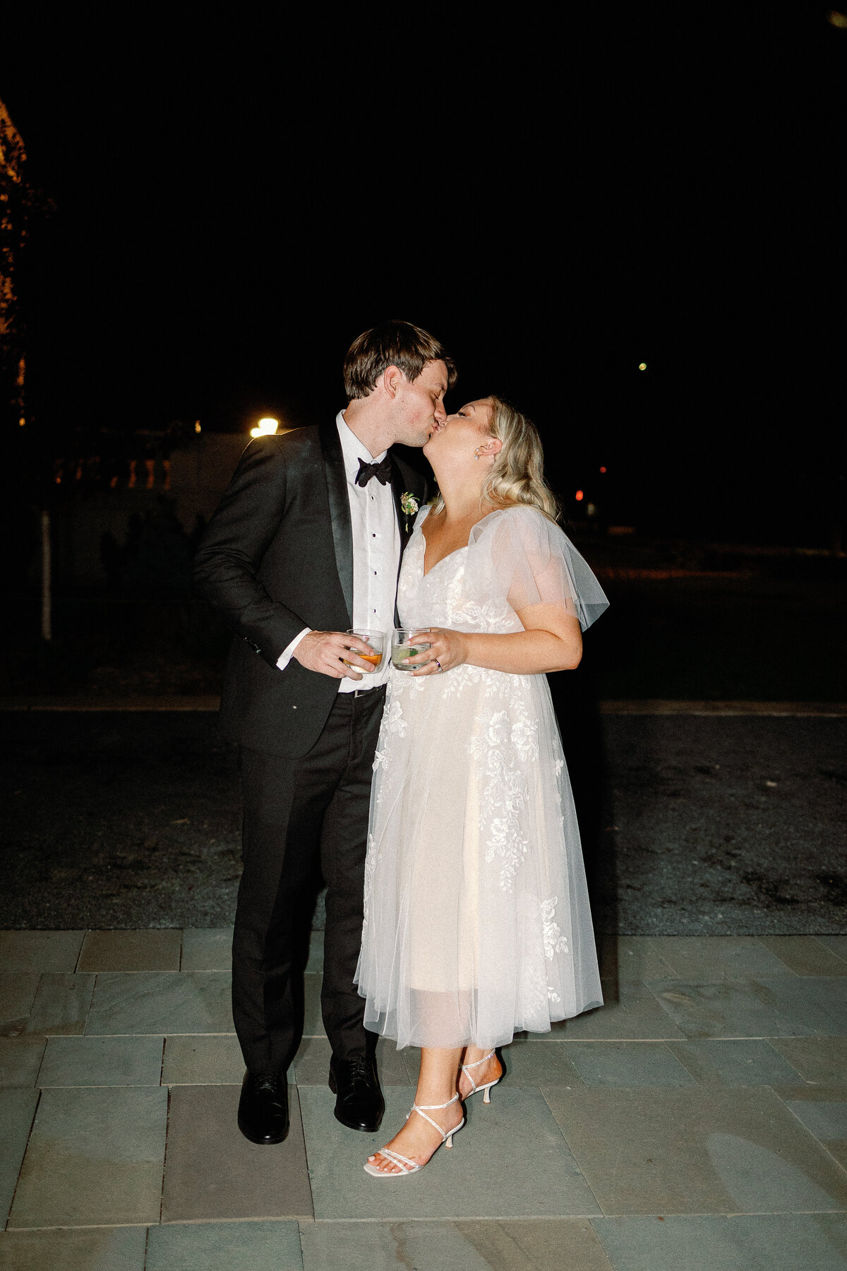 Flash Photo of bride and groom