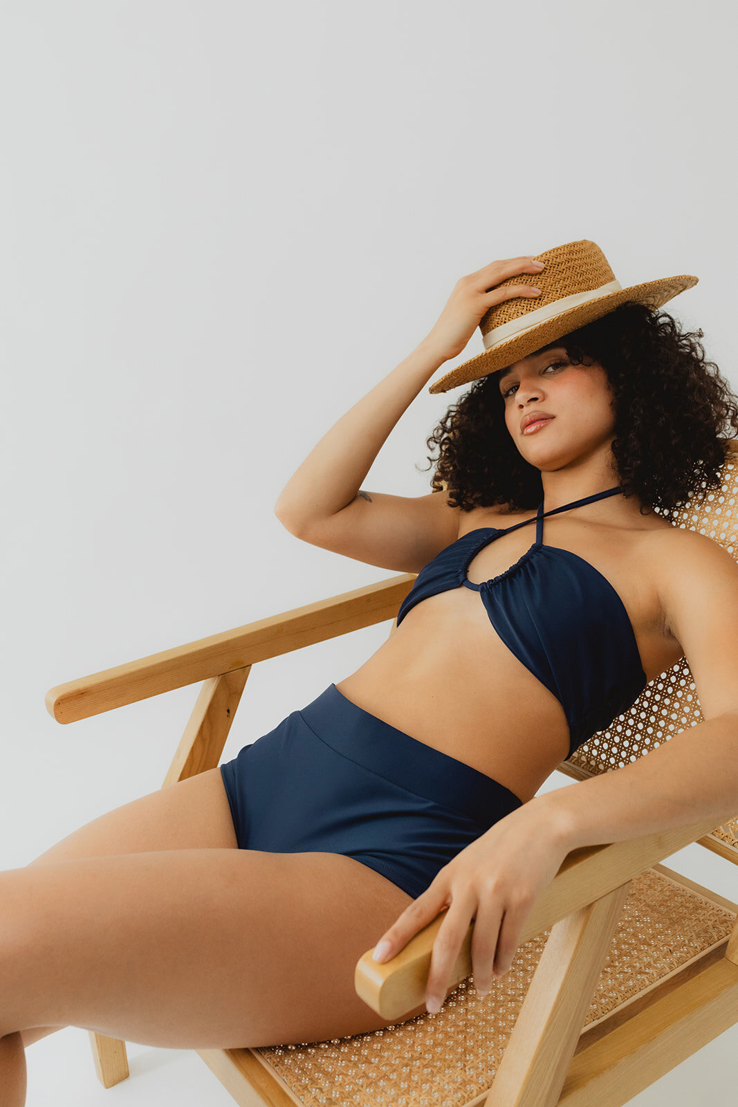 woman modeling sustainable swimwear