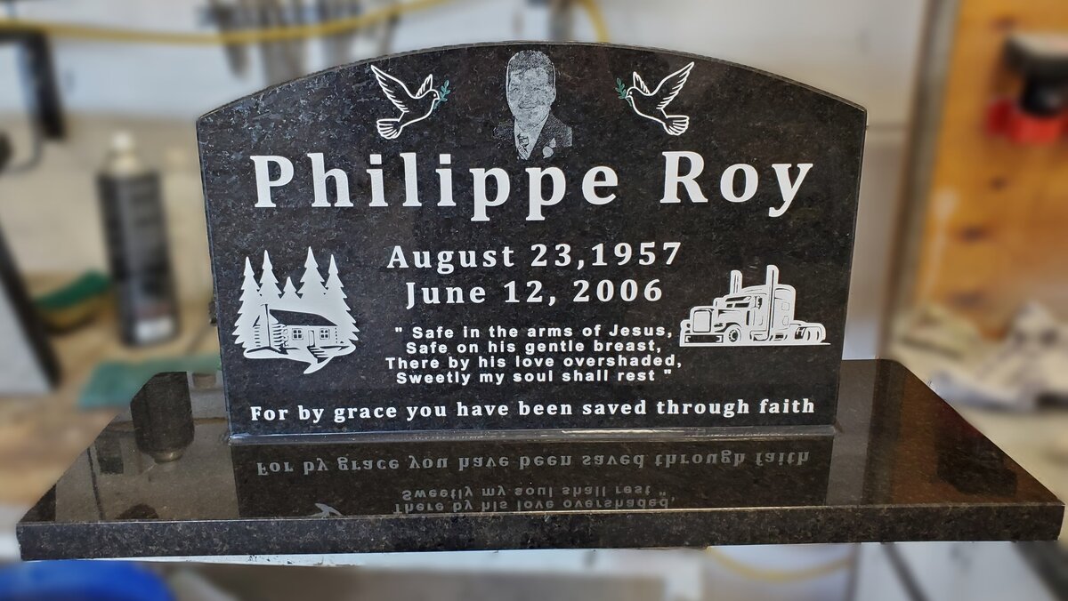 Roy Saskatchewan Trucker Semi Custom Headstone Design