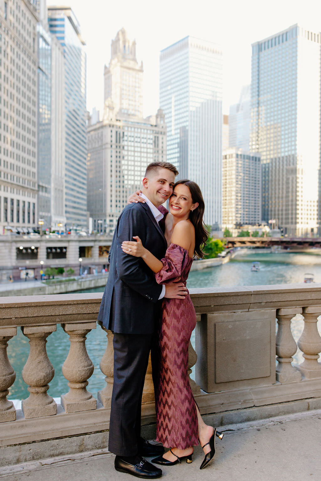 An engagement photography session at The Wrigley Building and North Ave Beach in Chicago, Illinois - 9