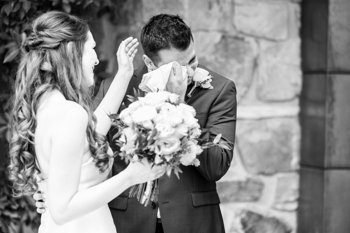 bride and groom first look phoenix wedding photographers