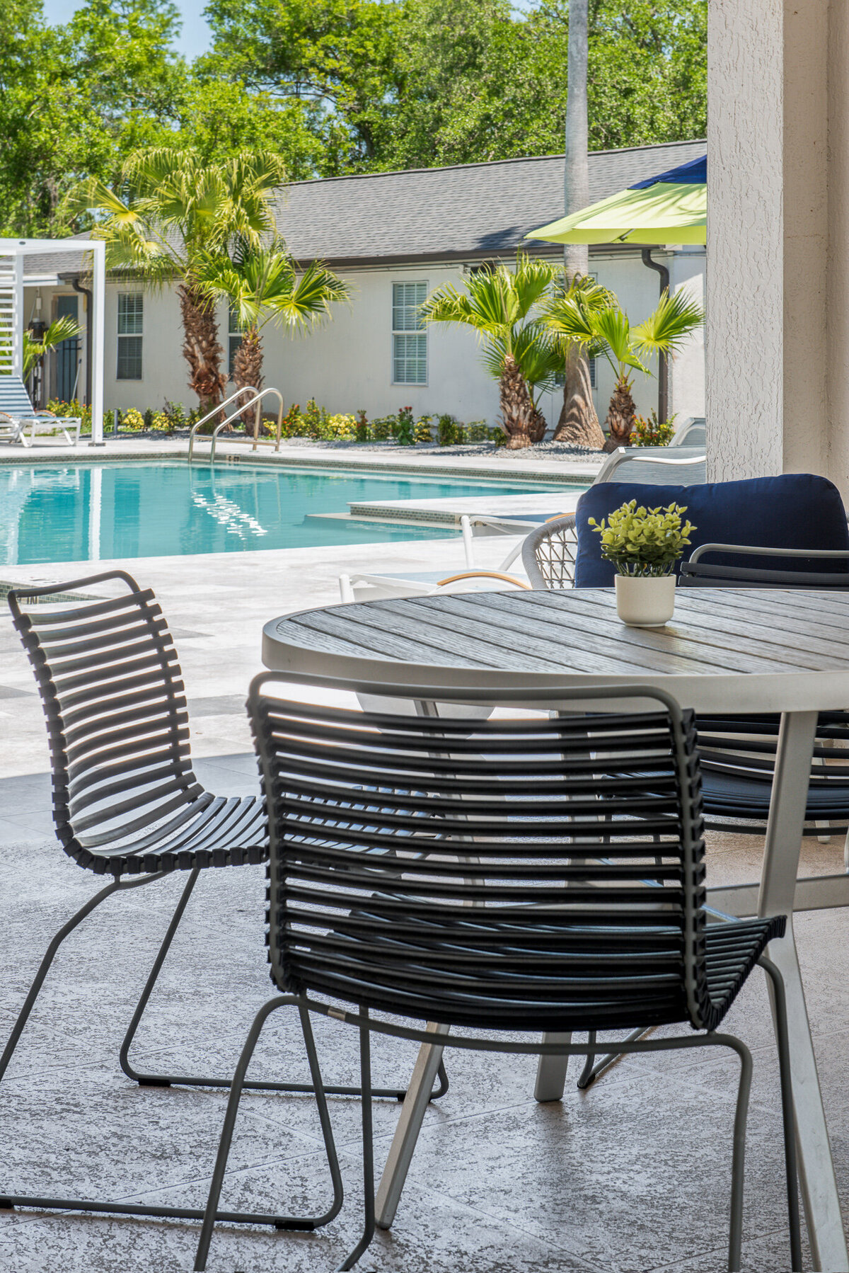 inside view of outdoor bar at apartment design
