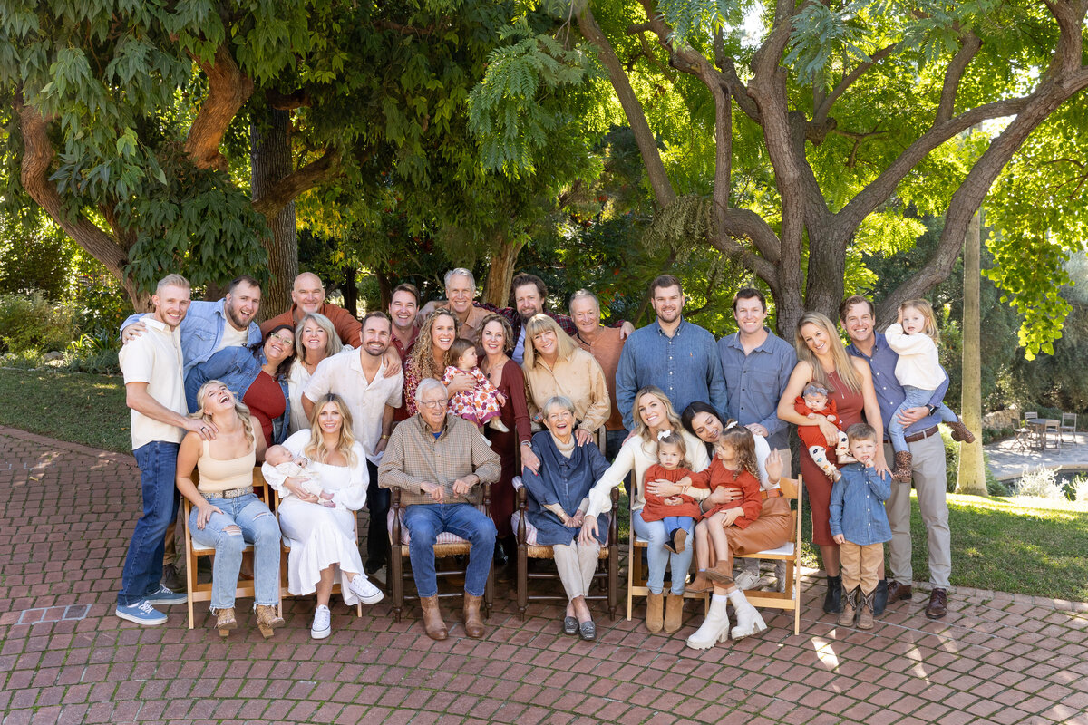 Large family group  wearing fall colors