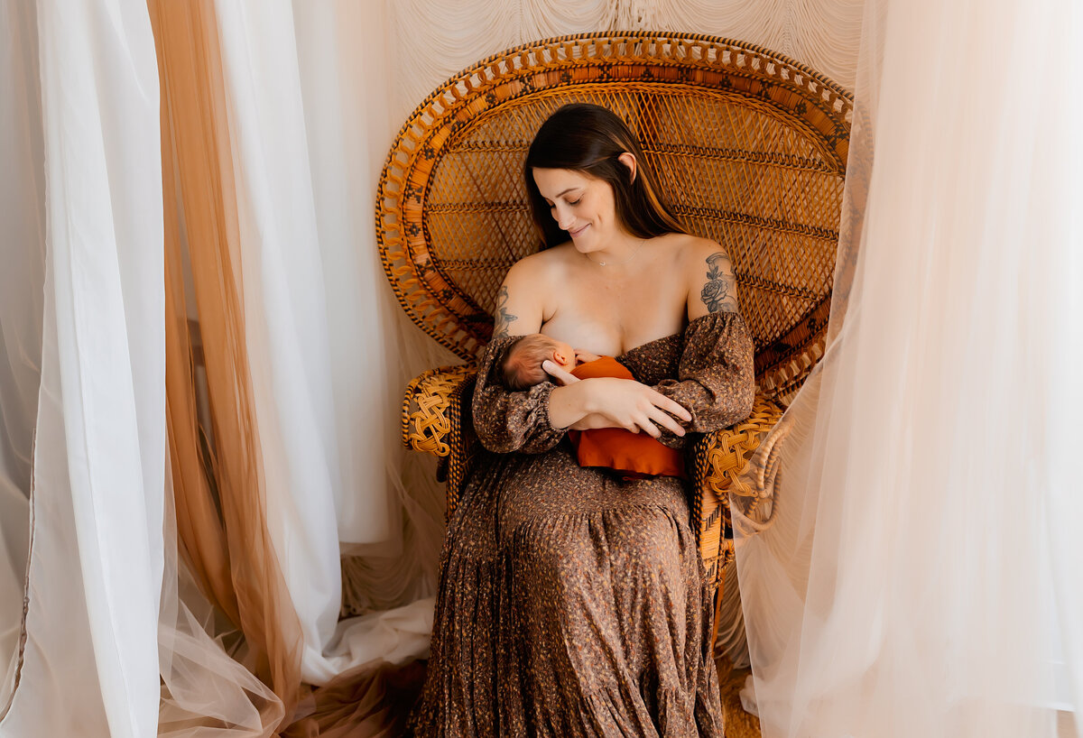 Breastfeeding session at Wild Oak Studio | Burleson, TX Newborn Photographer