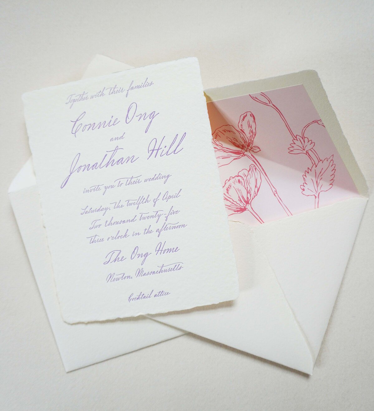 Boston custom wededing invitation main card