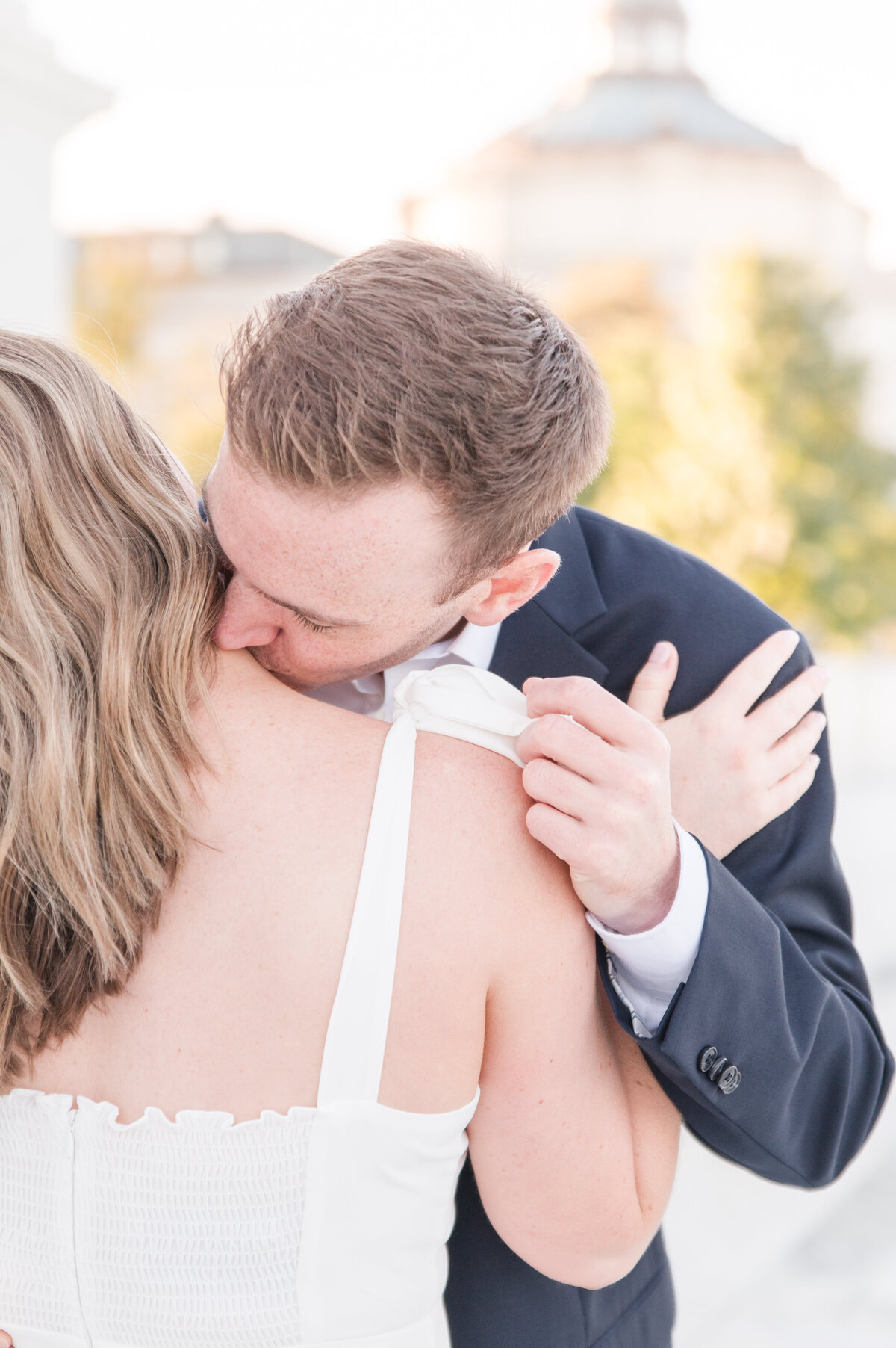 romantic neck kiss during engamenet session
