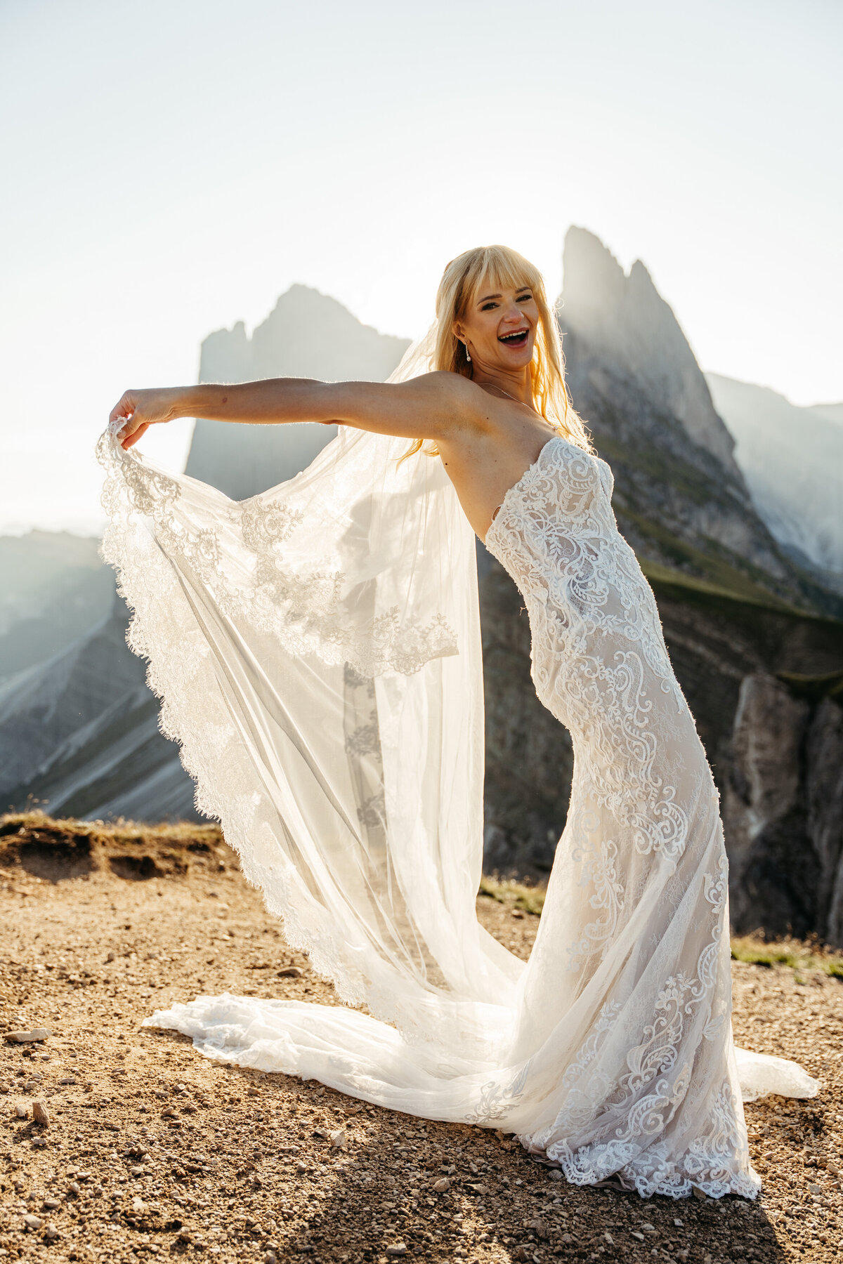 Bride portrait in Dolomites Wedding