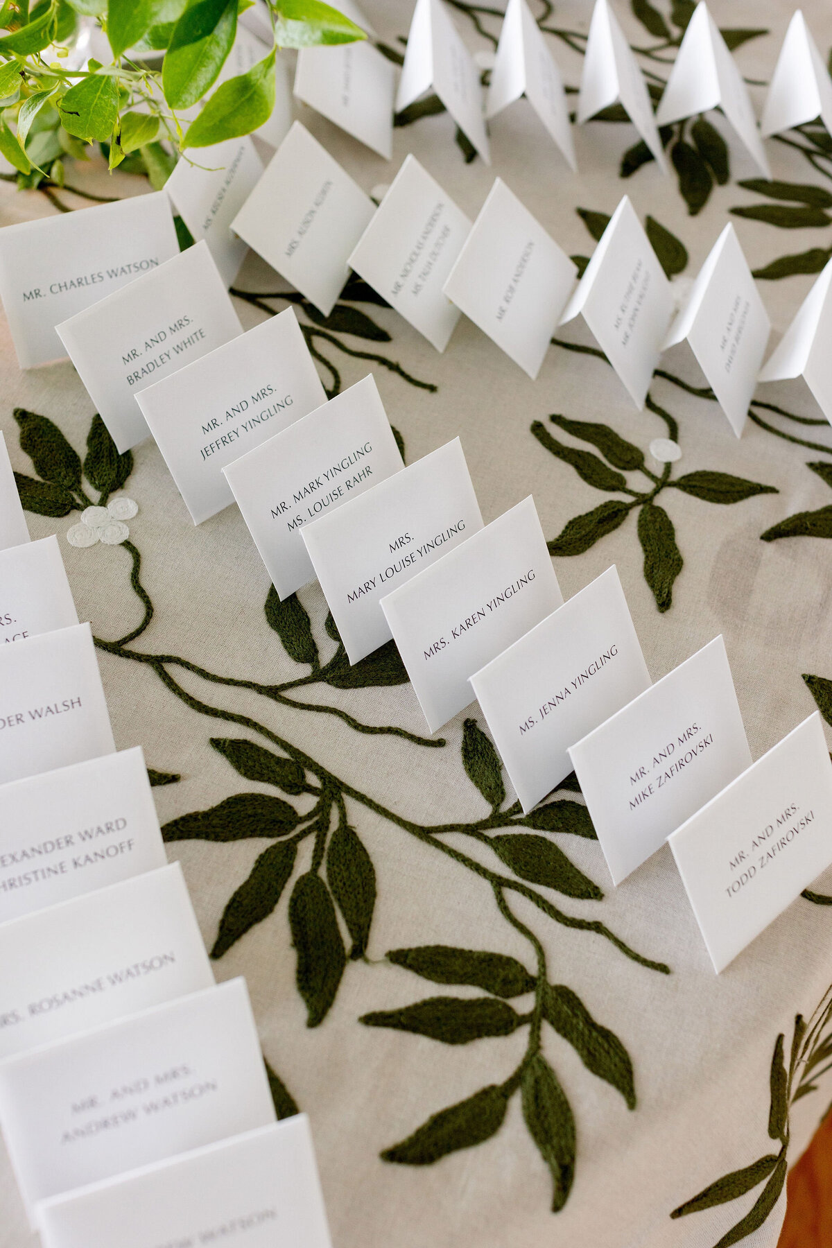 A photo of the table assignments.