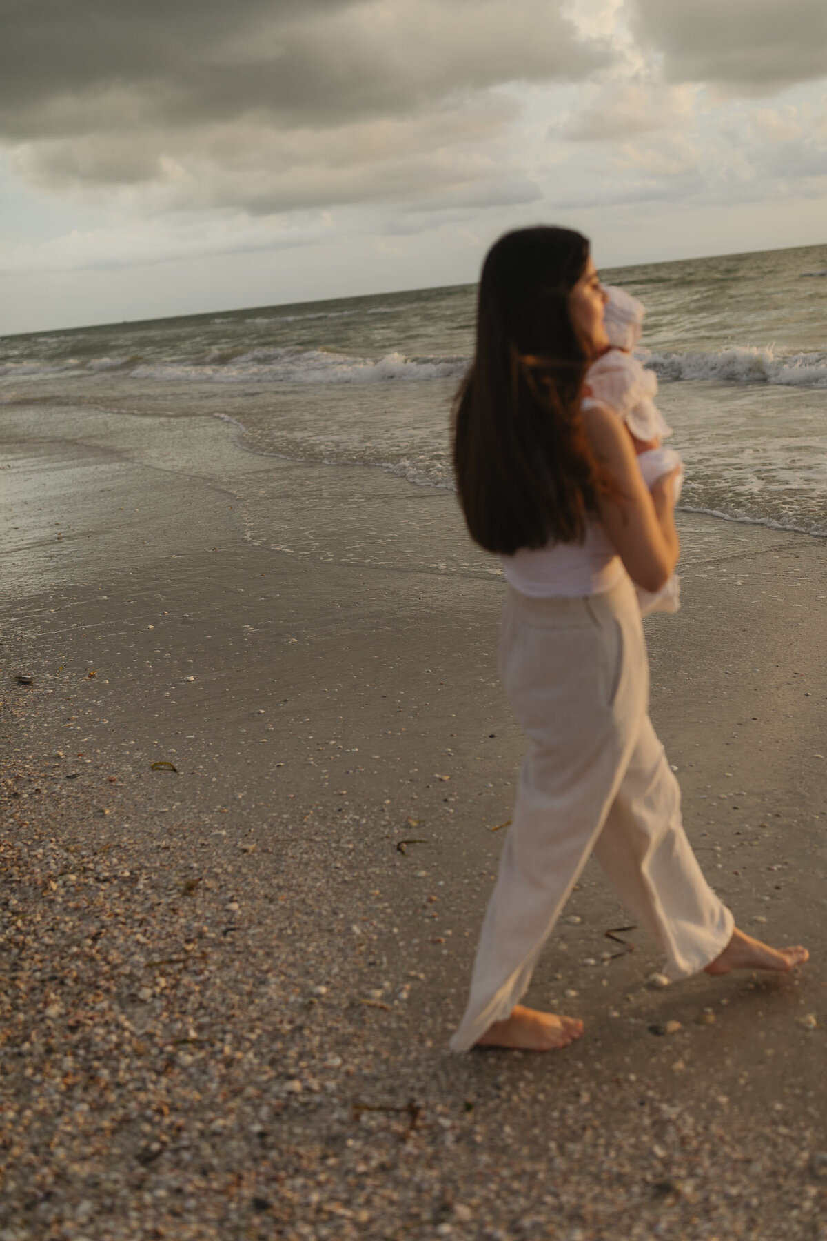 Mom and baby at golden hour