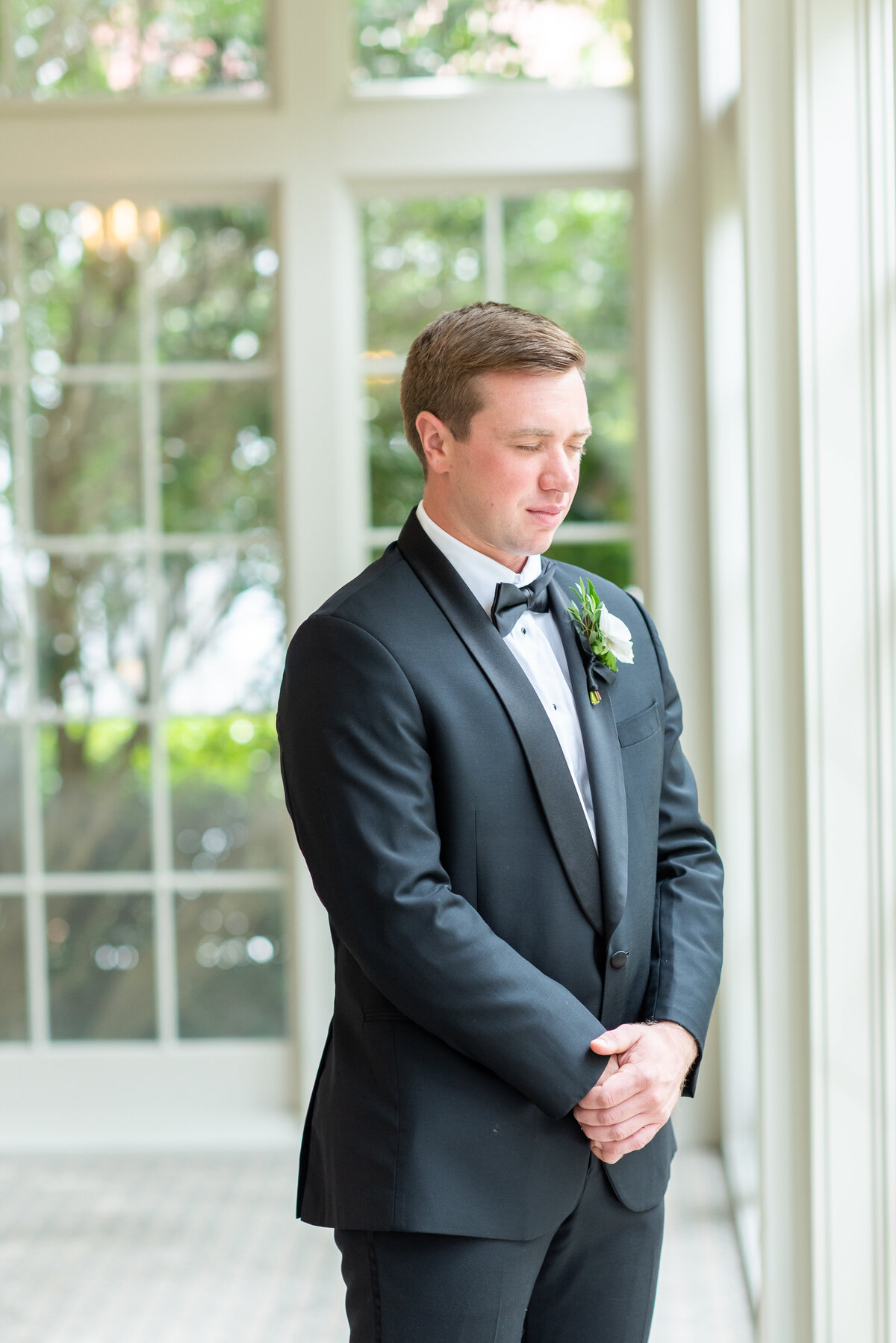 bride and groom's first look