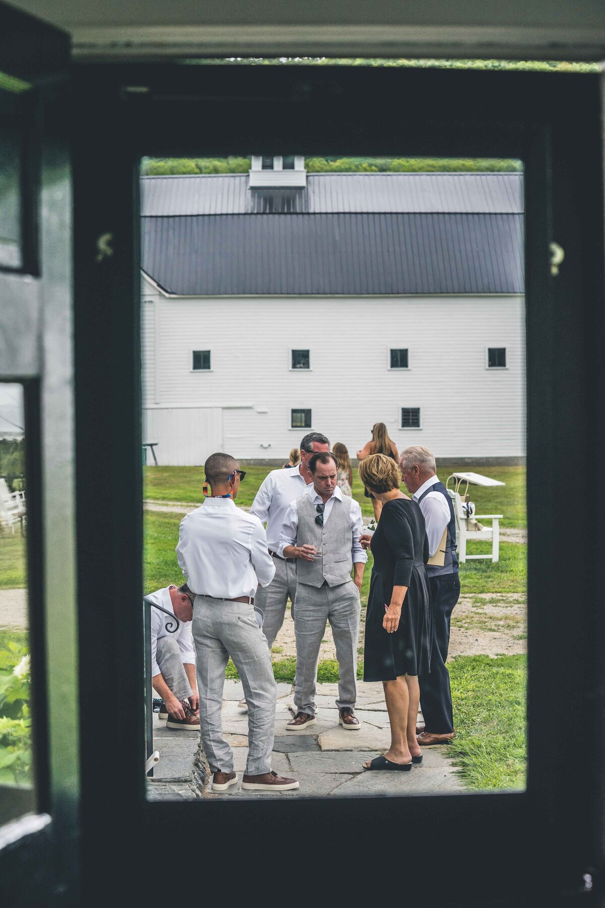 looking through a window at a wedding