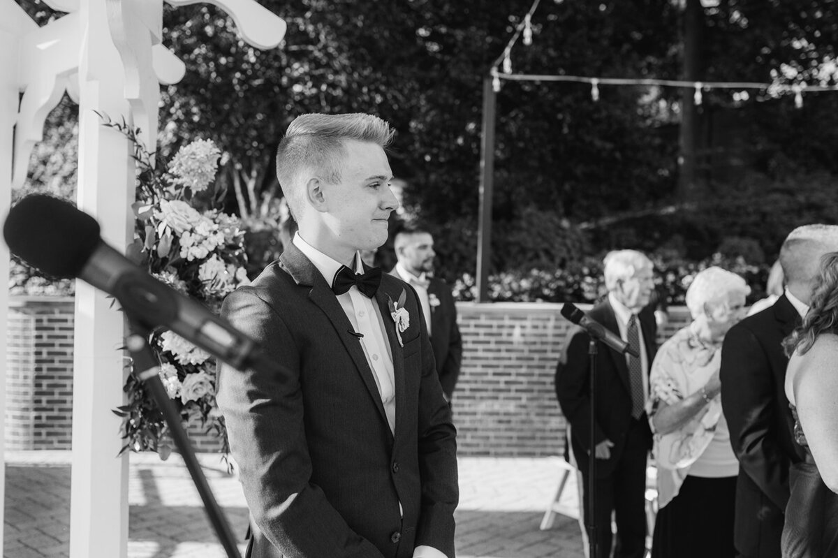 groom is emotional during wedding ceremony at the grandview