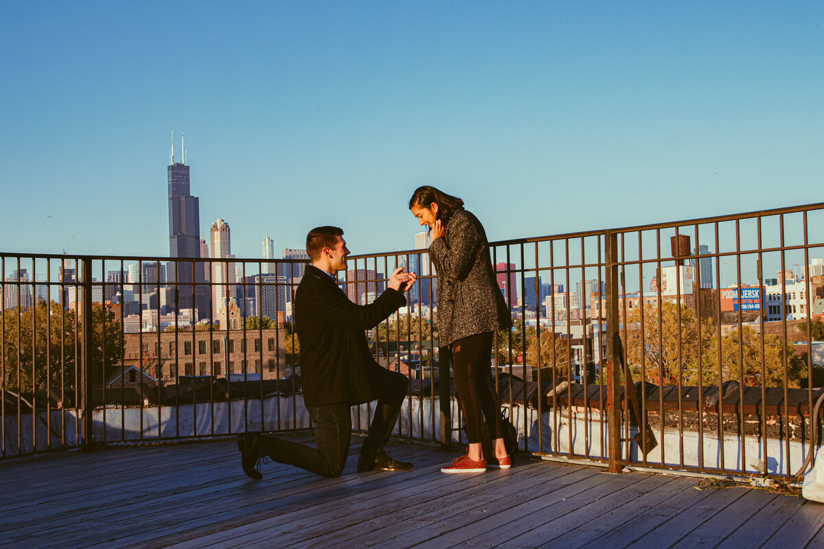 A beautiful proposal overlooking the Chicago skyline