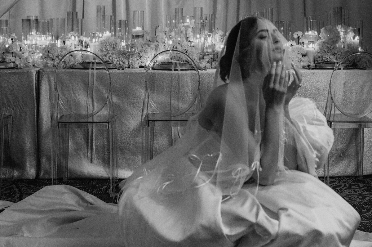 Editorial Bride shot in 35mm black and white film in San Diego