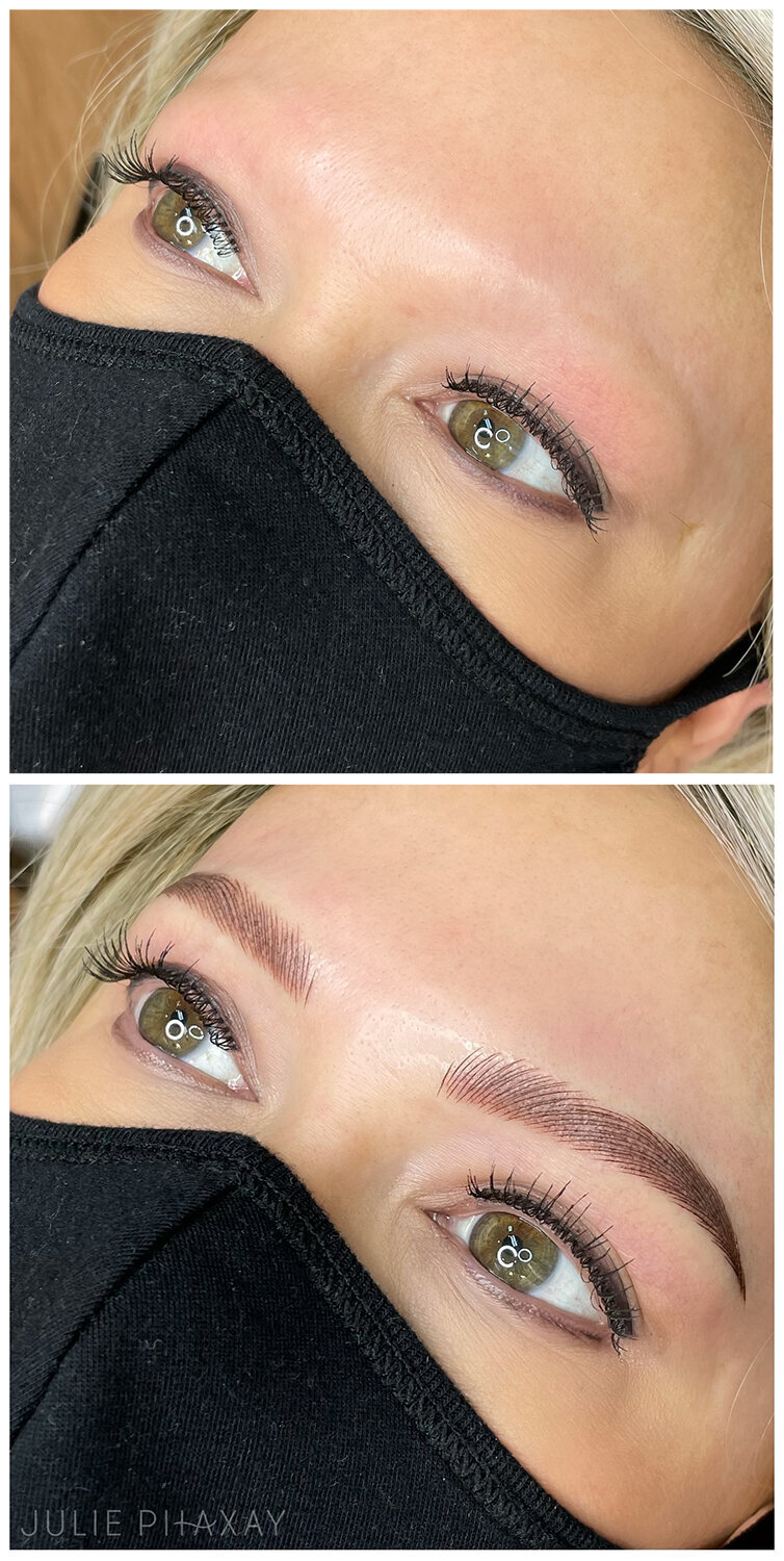 Microblading and shading on client with alopecia trichotillomania