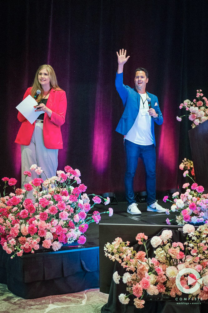 NACE Milwaukee Tickled Pink Soiree stage florals david caruso-8