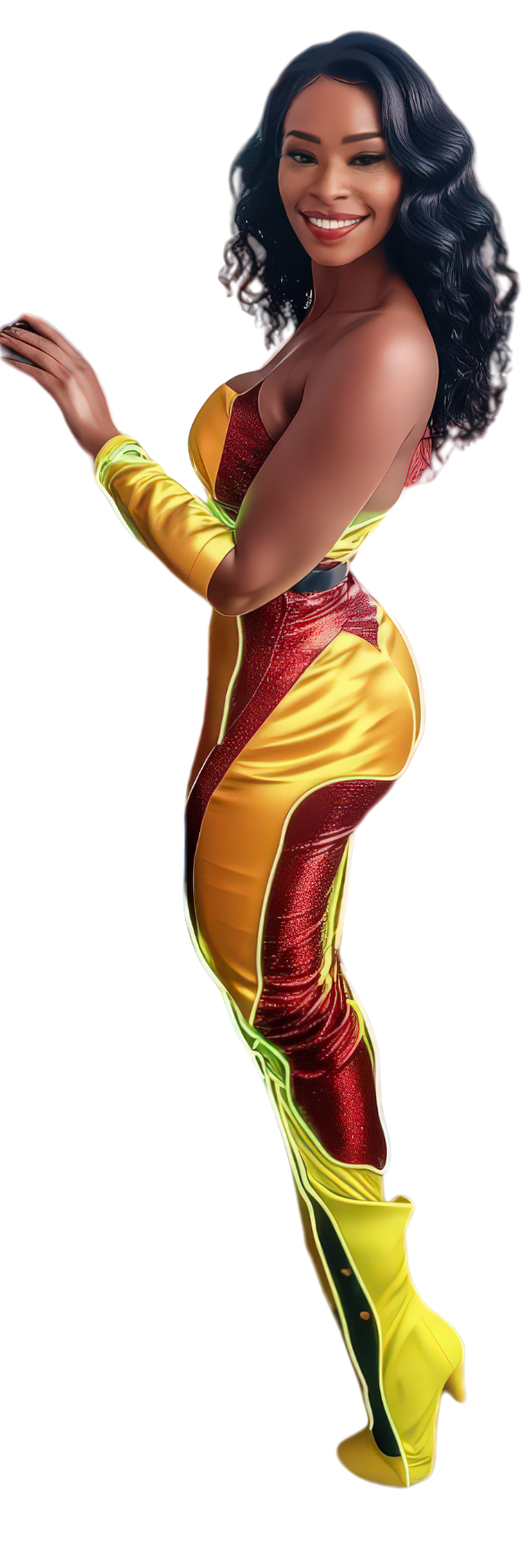 Woman in racing suit