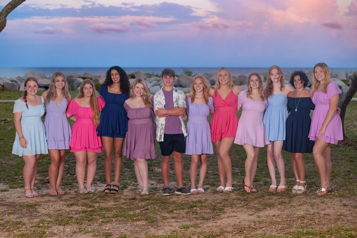 Ft. Fisher model team group portrait at sunset.