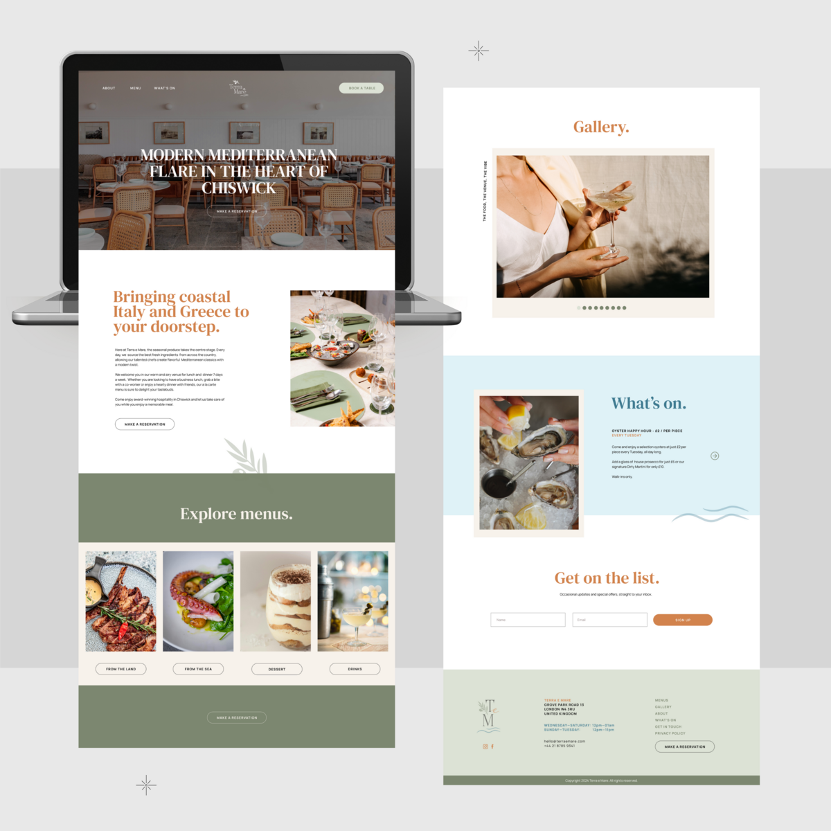 Beautiful website design for a restaurant