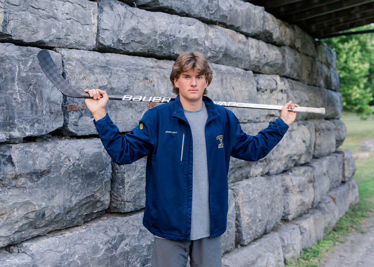 Senior pictures guy hockey player from Victor, NY