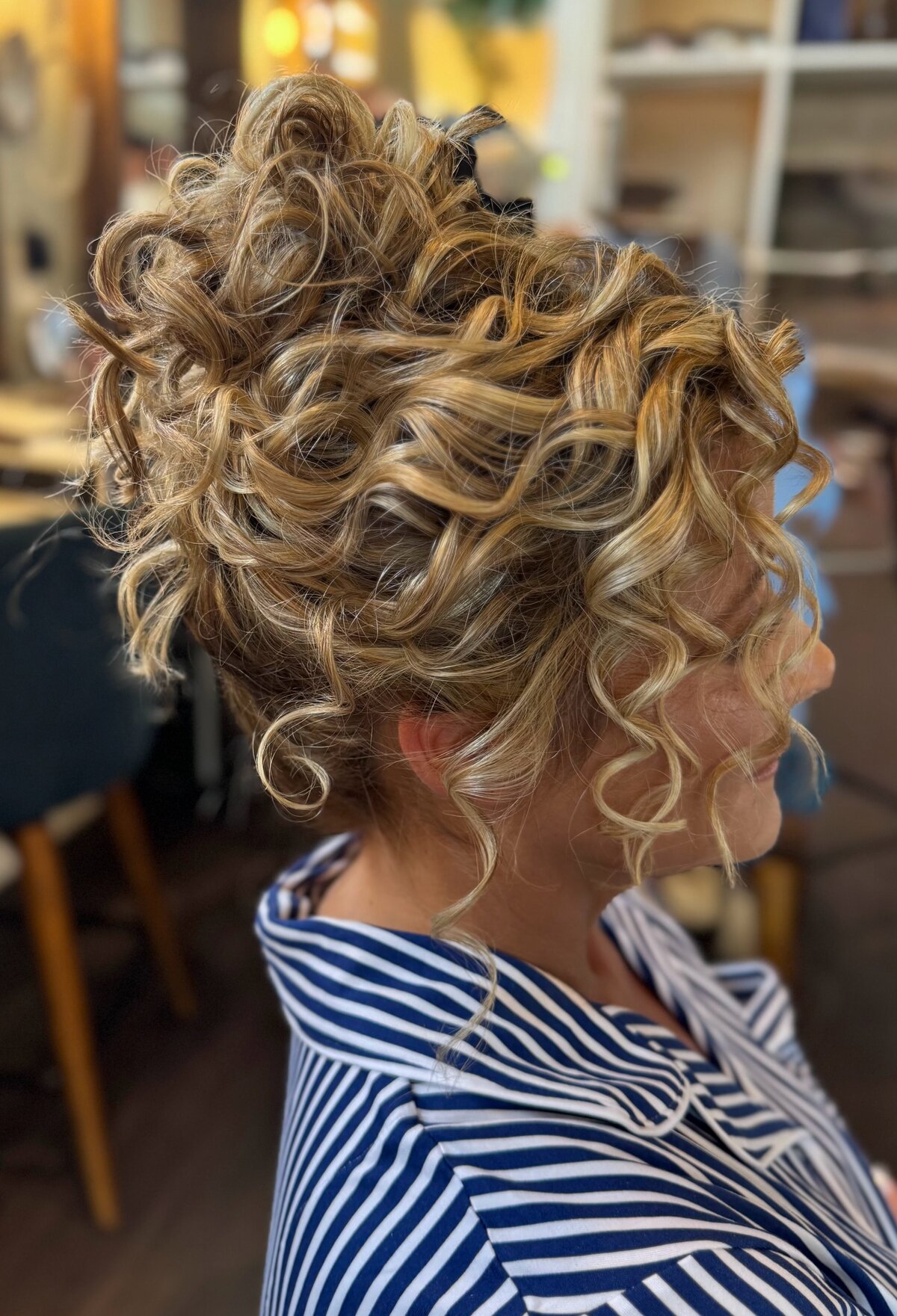mother of the bride hair style, updo for natural curly hair, best hair stylist in nashville