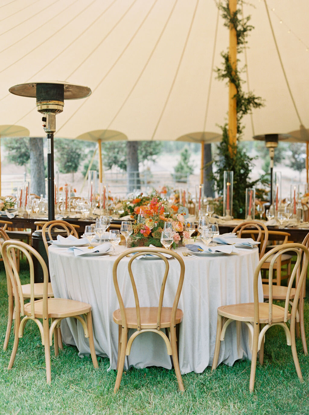 Wedding Reception Table with Wood Chairs