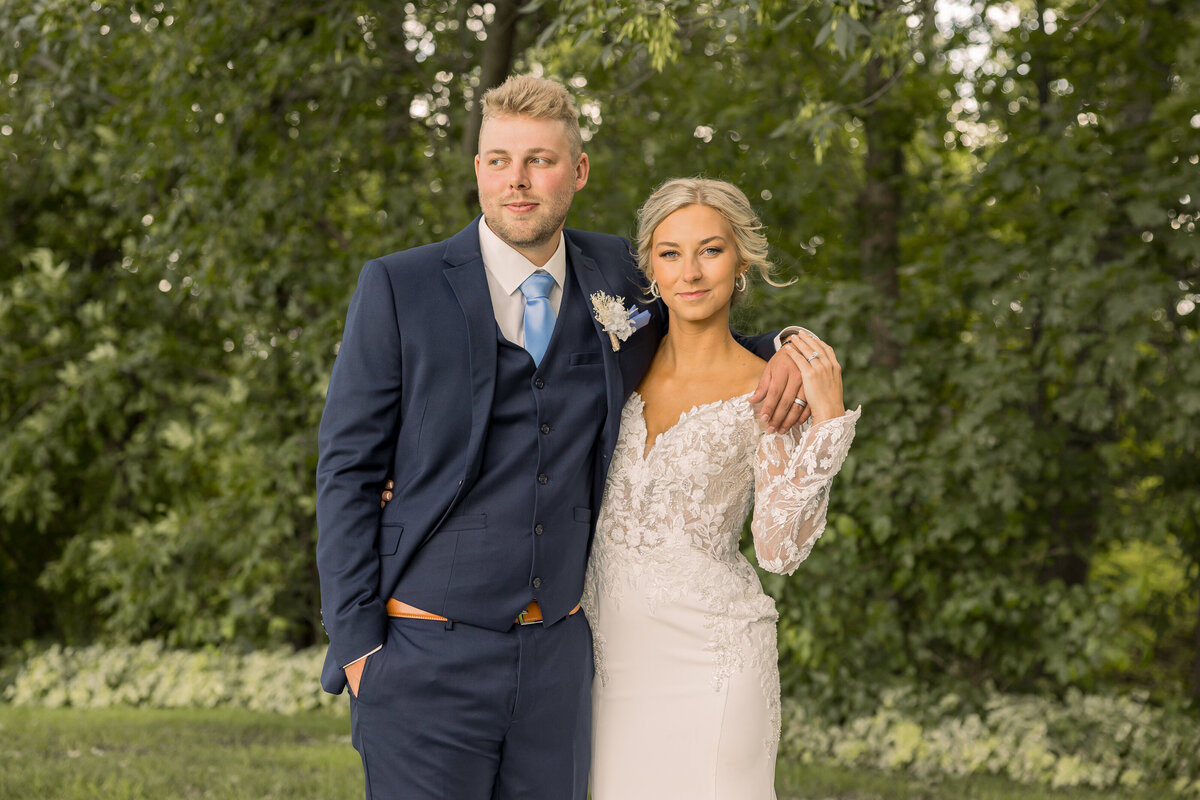 Bride and groom couple portraits in Central MN on wedding day