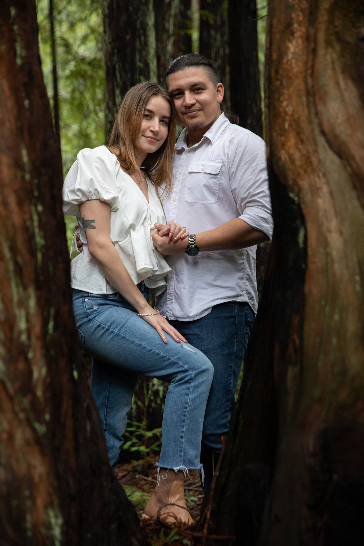 engagement shoot in redwoods