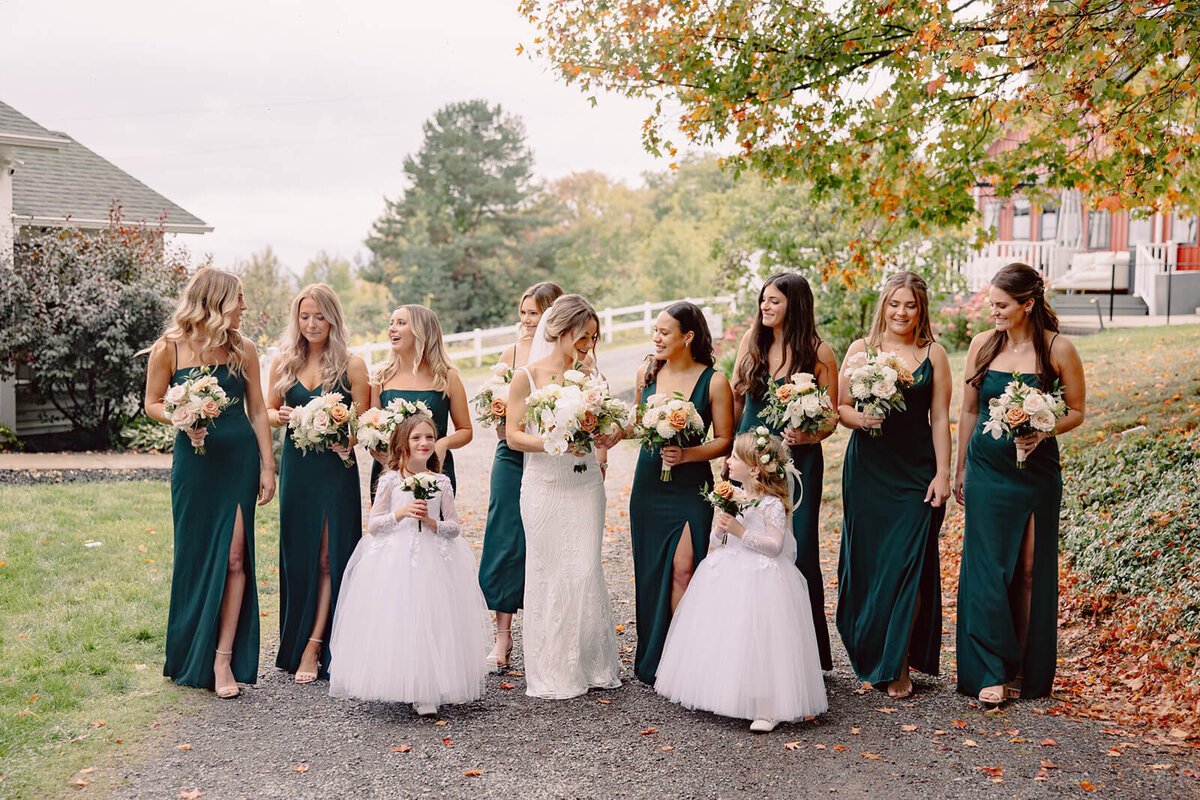 Bride with bridal party at Finger Lakes Wedding