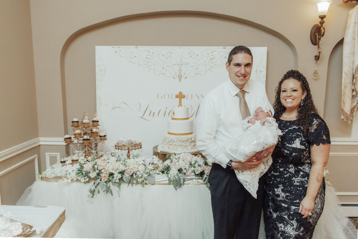 Baptism Photographer | Baby’s baptism with family gathered in church | Hunterdon County, New Jersey