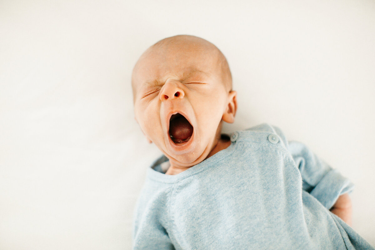 newborn baby yawning