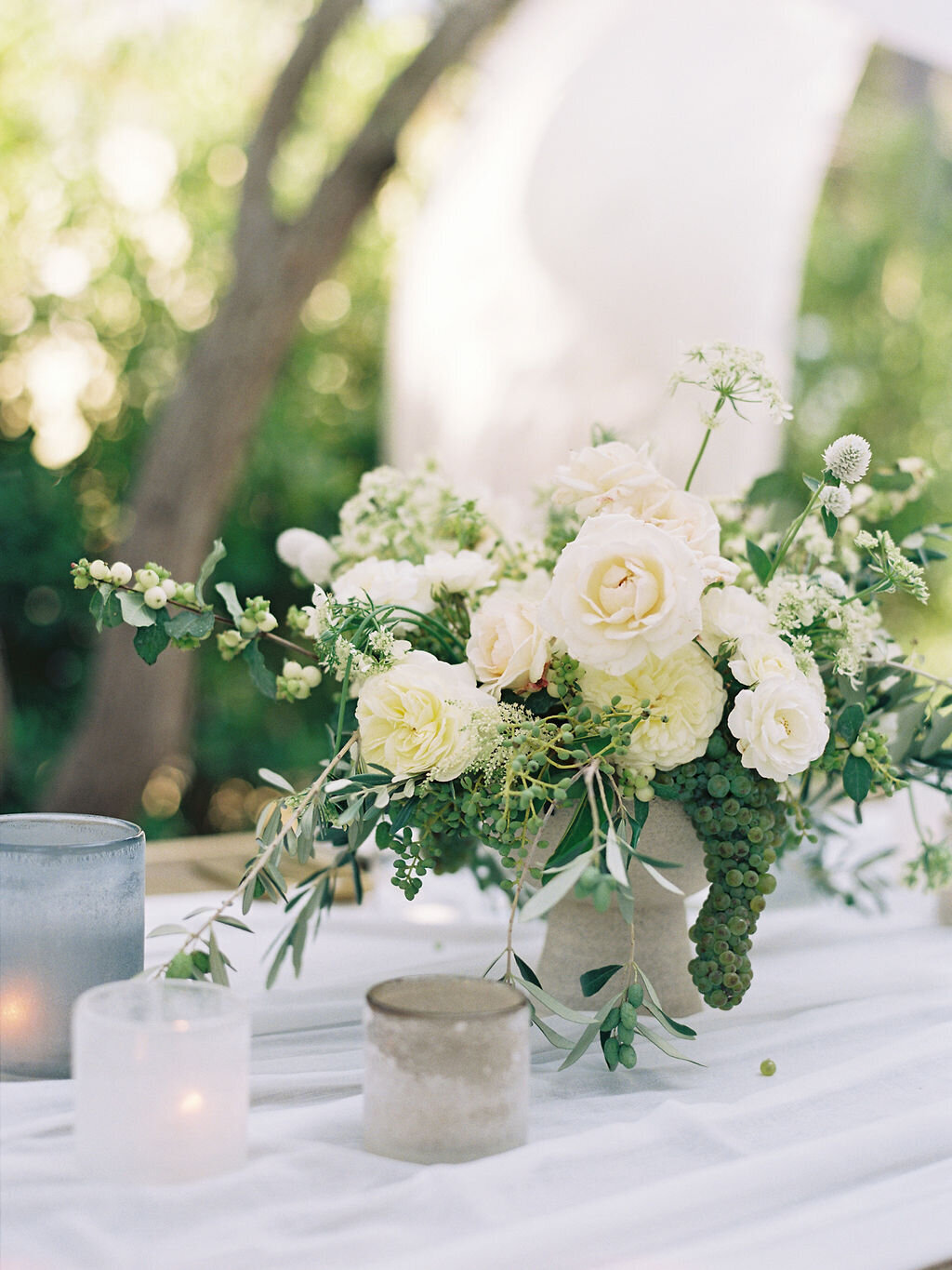 centerpiece with candle and runner