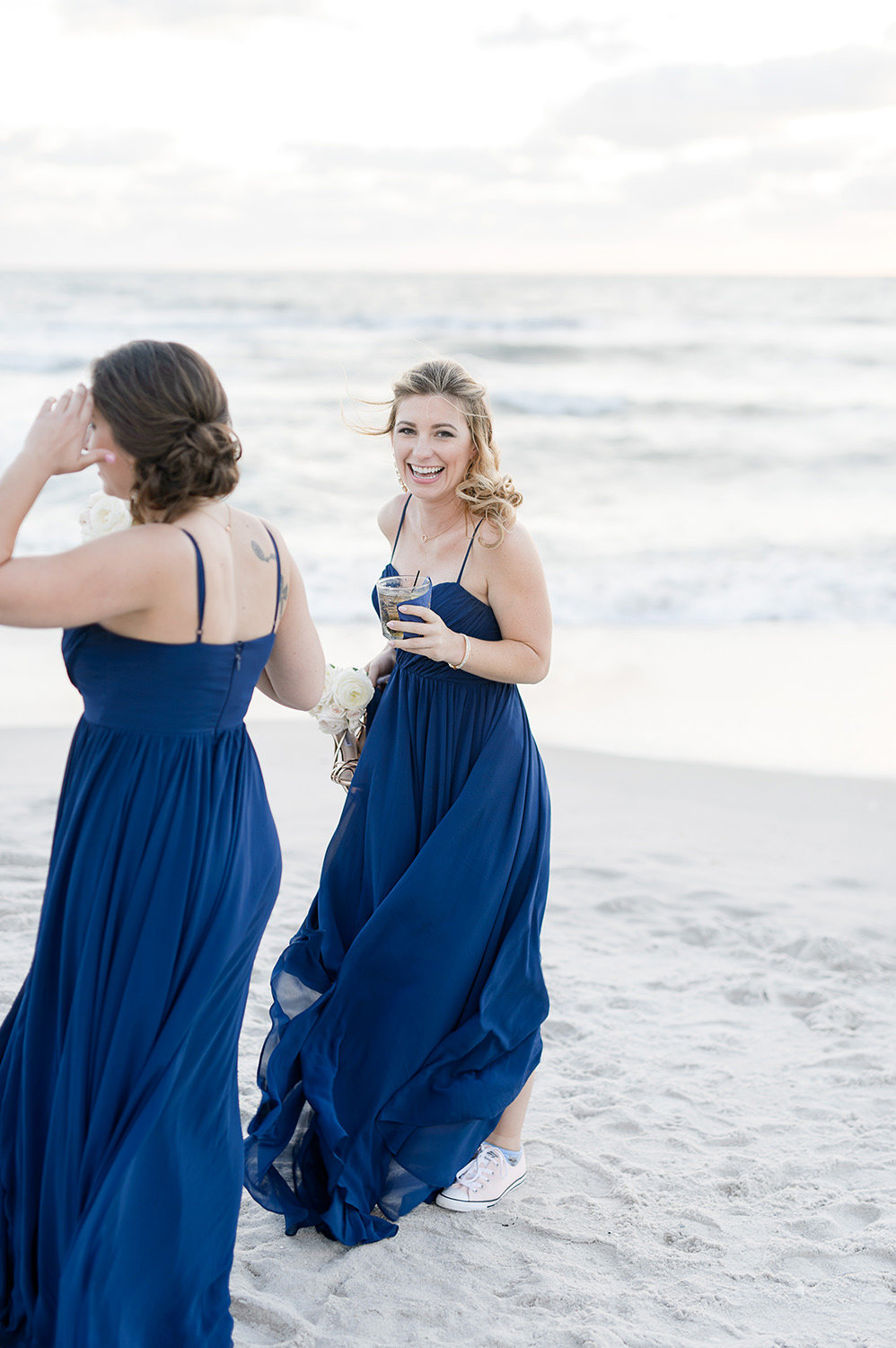 bridesmaids on the beach