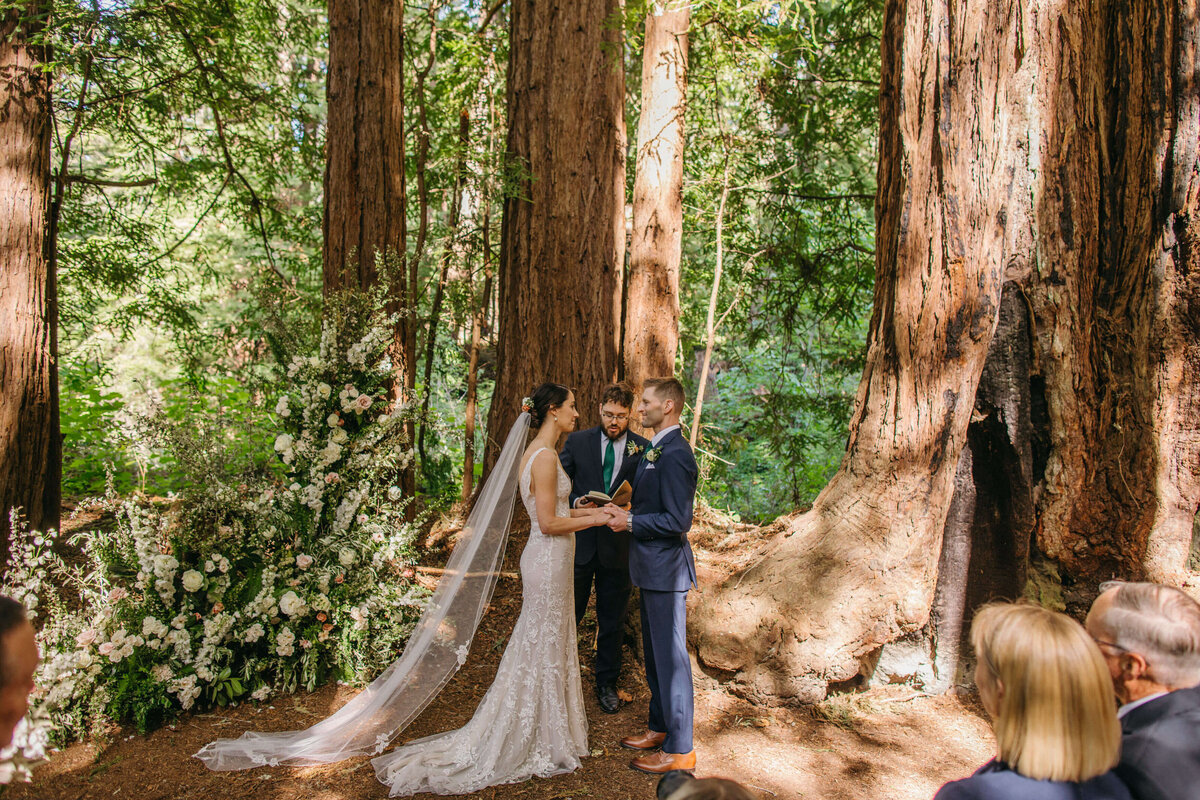 wedding ceremony redwood grove floral wave