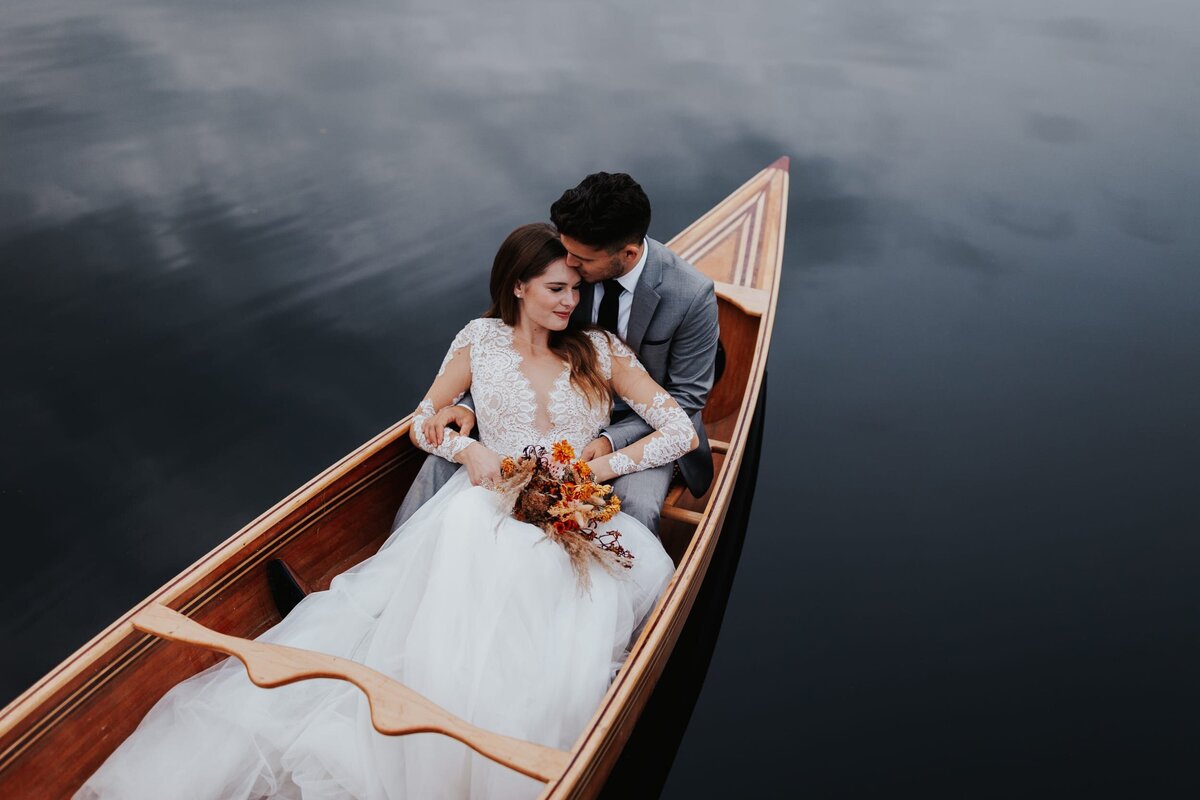 bride in a boat