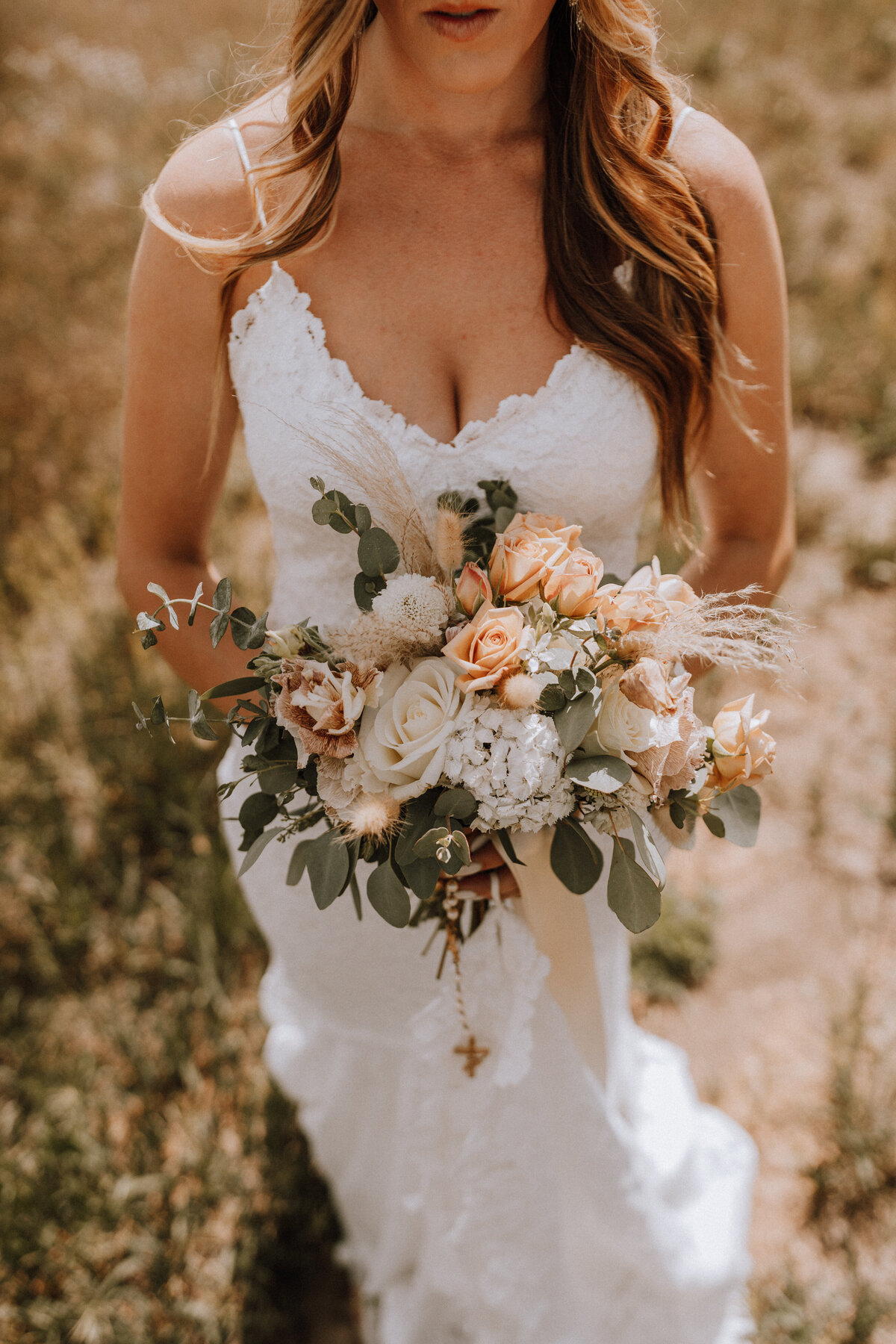 bride and florals